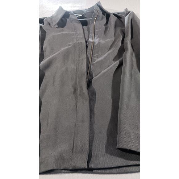 Banana Republic 100% Silk Coat Women’s Size 8 Gray Long Sleeve Zip Front Jacket - Picture 2 of 7